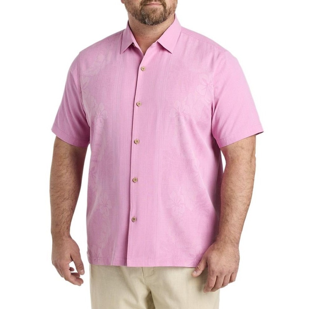Tommy Bahama Bali Border Camp Shirt 100% Silk Casual Button Up Shirt, Size XL